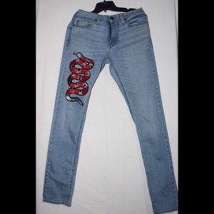 Custom Gucci Snake patch Jeans